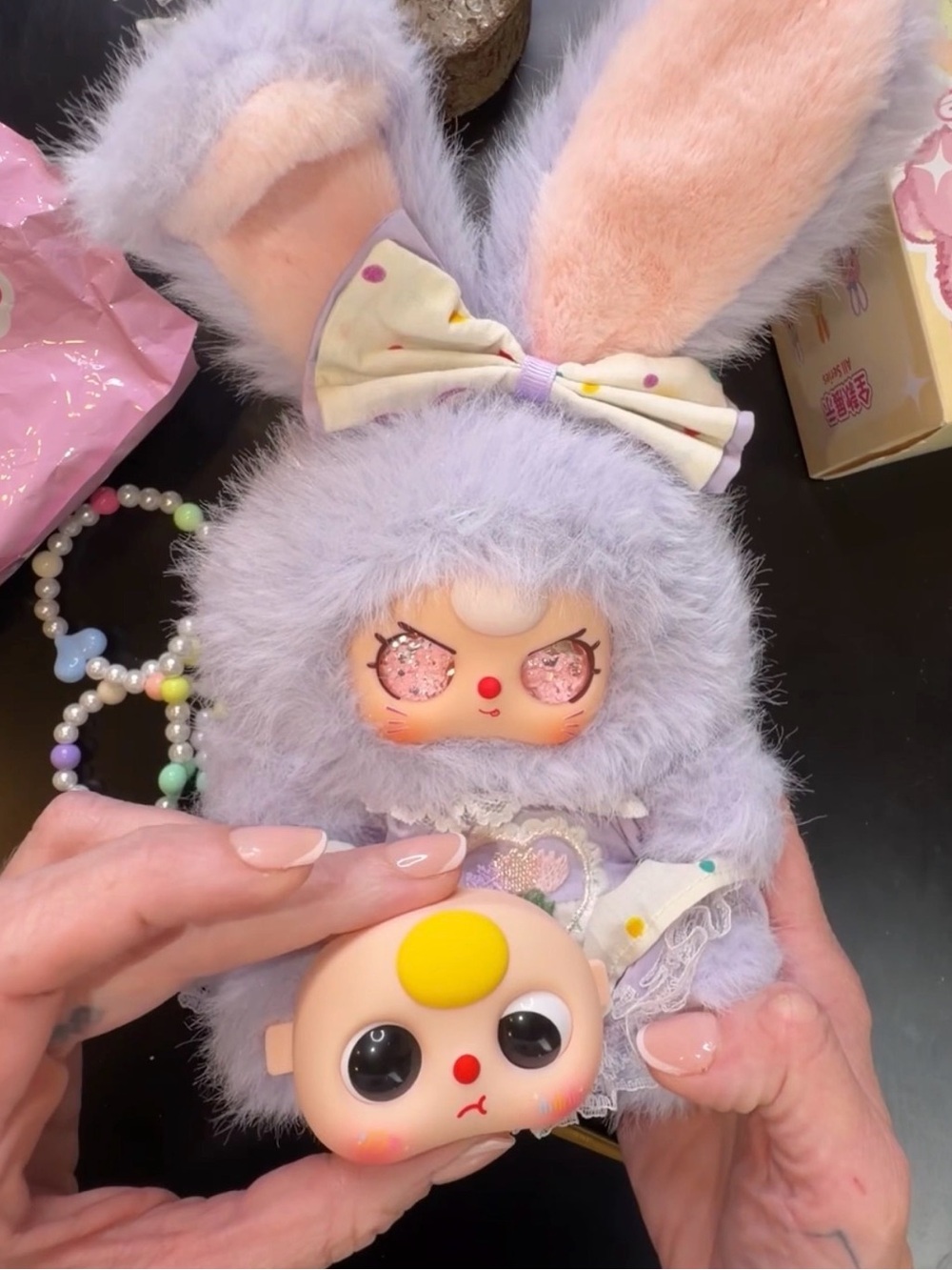 BB3 Macchiato BAG + 80% FACE Grape Nocturne Lanyard Mini Rabbit Plush Blind Box
